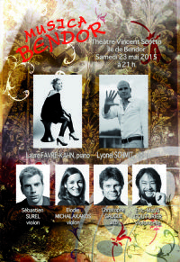 Concert Laure-Favre Kahn (piano), Lyonel Schmit (violon), Sébastien Surel (violon), Elodie Michalakakos (violo. Le samedi 23 mai 2015 à Île de Bendor. Var.  21H00